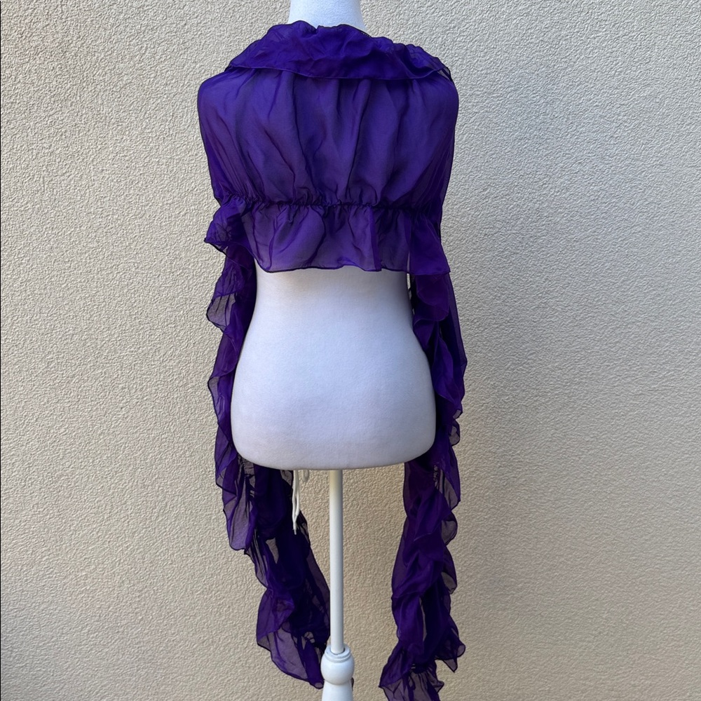 Ralph Lauren collection purple gathered ruched silk scarf wrap cover up - Picture 3 of 6